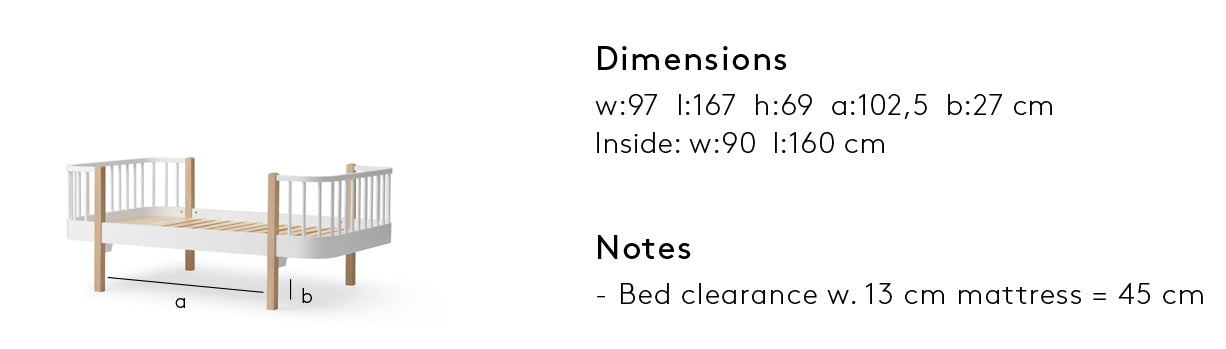 Wood Original Junior Bed - White/Oak - Oliver Furniture