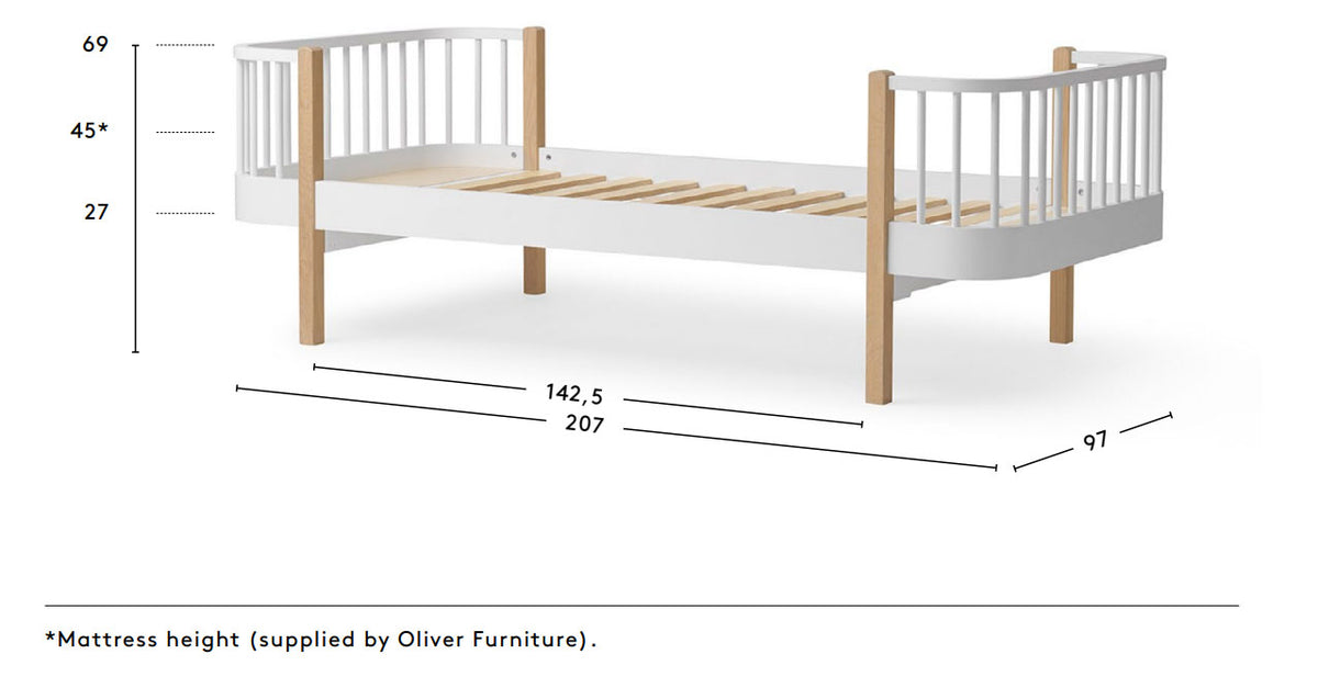 Wood Original Single Bed White - Oliver Furniture