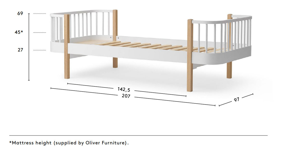 Wood Original Single Bed White/Oak - Oliver Furniture