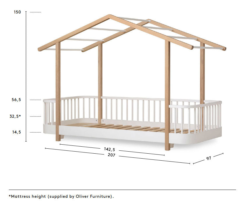 Wood Original Single House Bed Oak - Oliver Furniture
