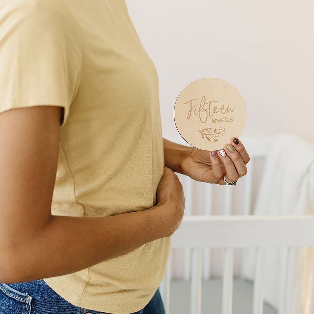 Pregnancy 12 Piece Set Wooden Keepsake Disks - Bebe Au Lait