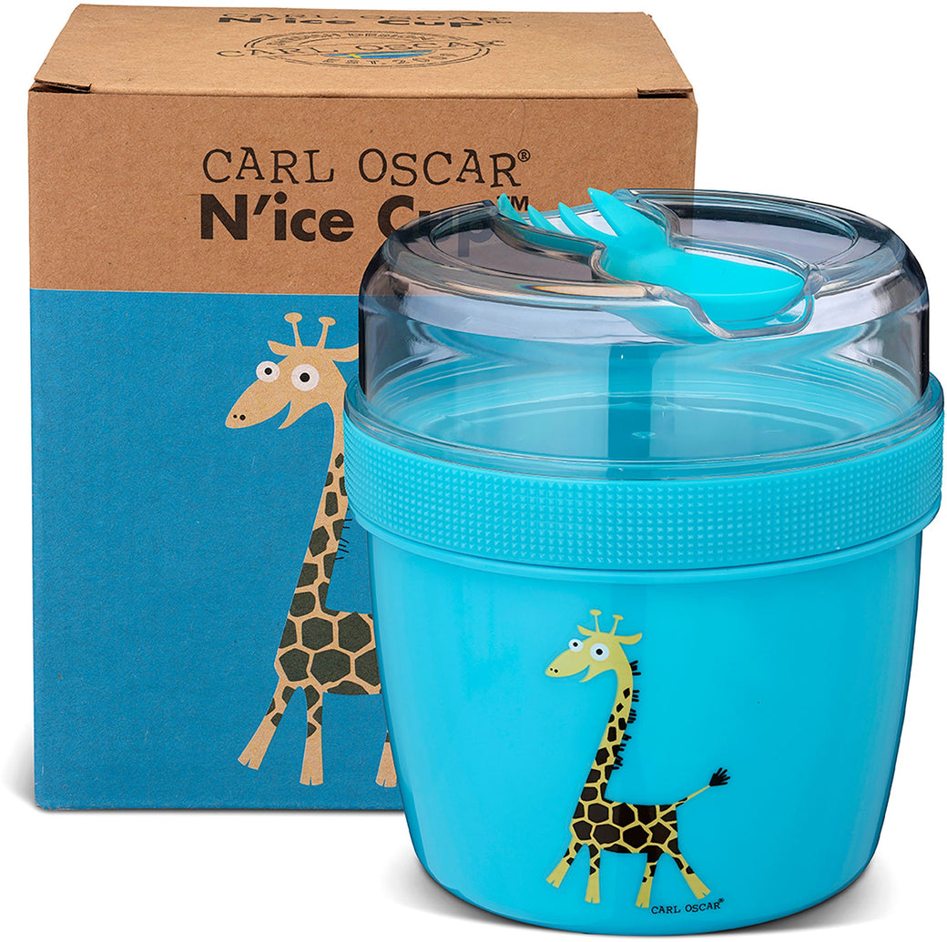 N'ice Divided Lunch Cup with cooling pack Giraffe Turqoise - Carl Oscar