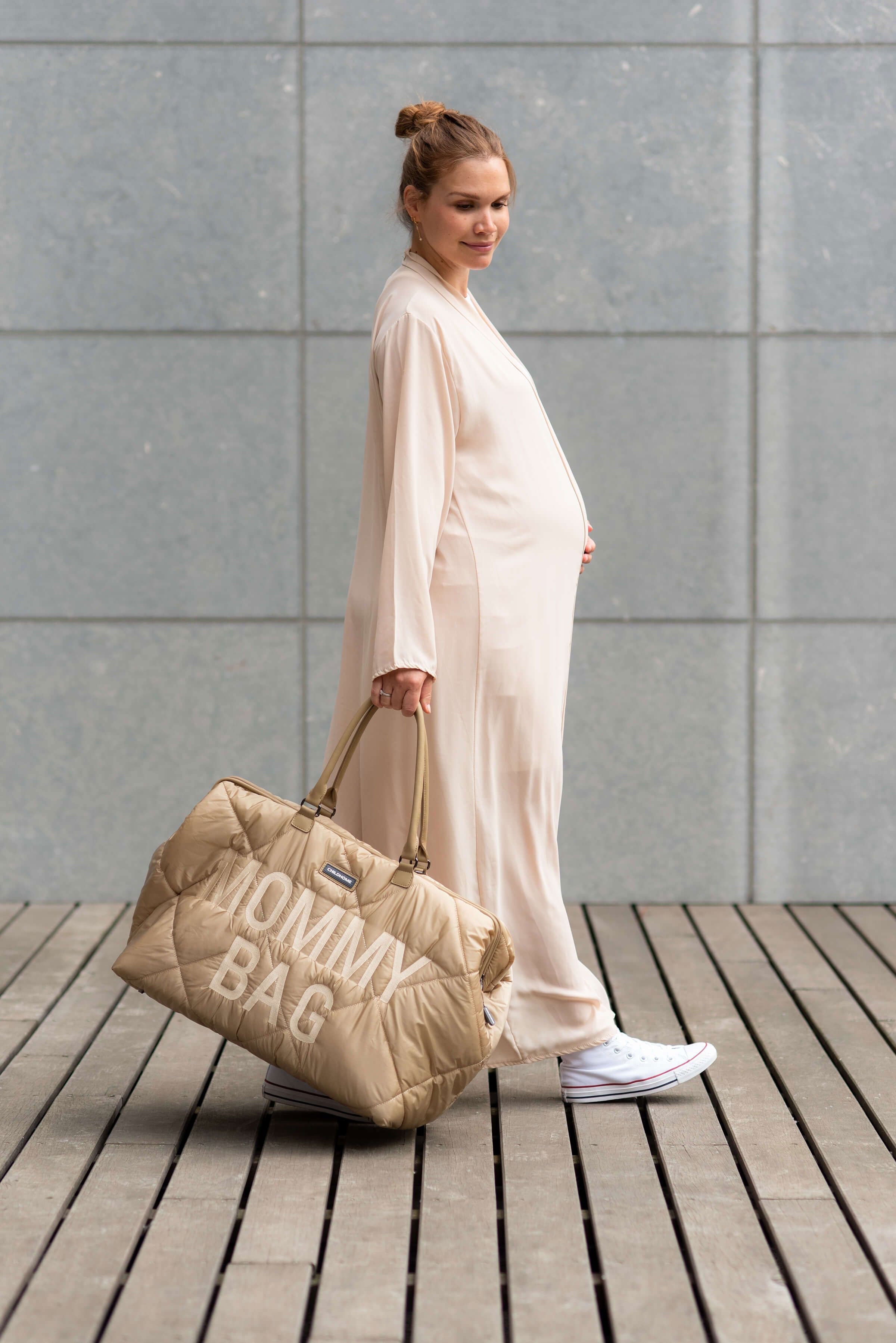 Mommy Bag Big Quilted Puffered Beige - ChildHome
