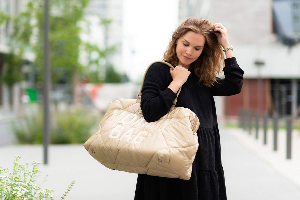 Mommy Bag Big Quilted Puffered Beige - ChildHome