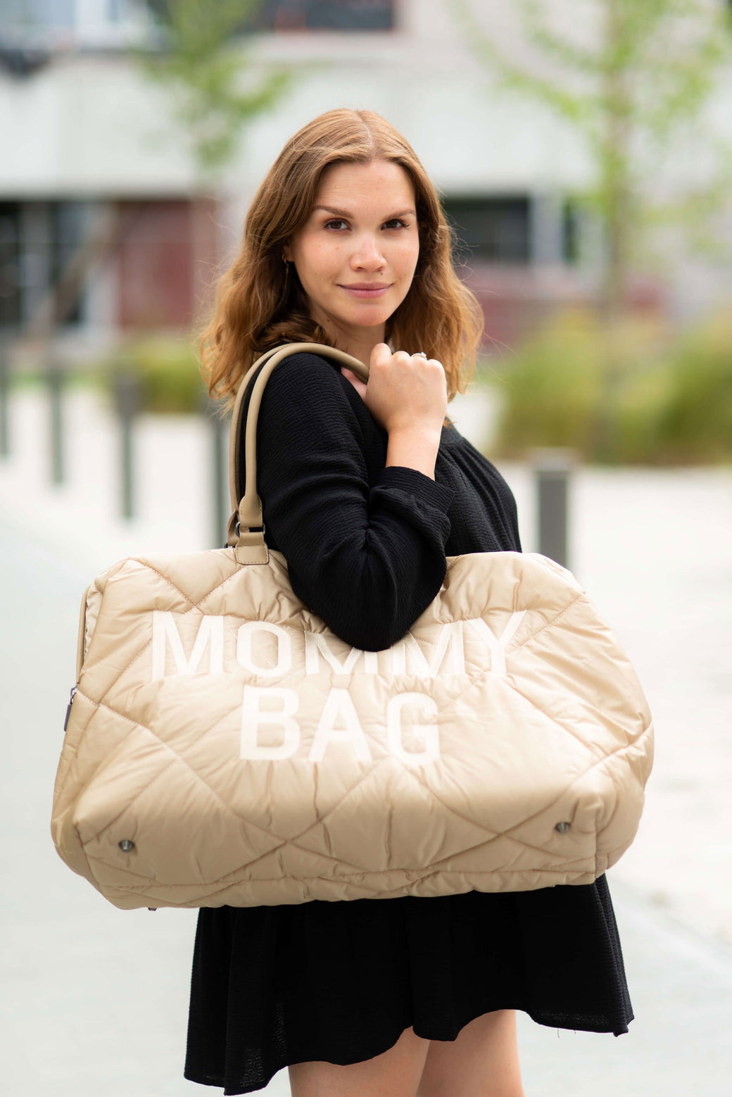 Mommy Bag Big Quilted Puffered Beige - ChildHome
