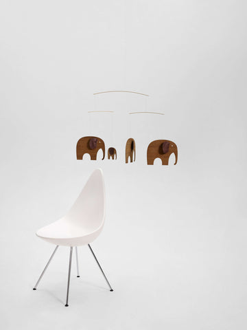 Elephant Party Teak Wooden Mobile - Flensted Mobiles