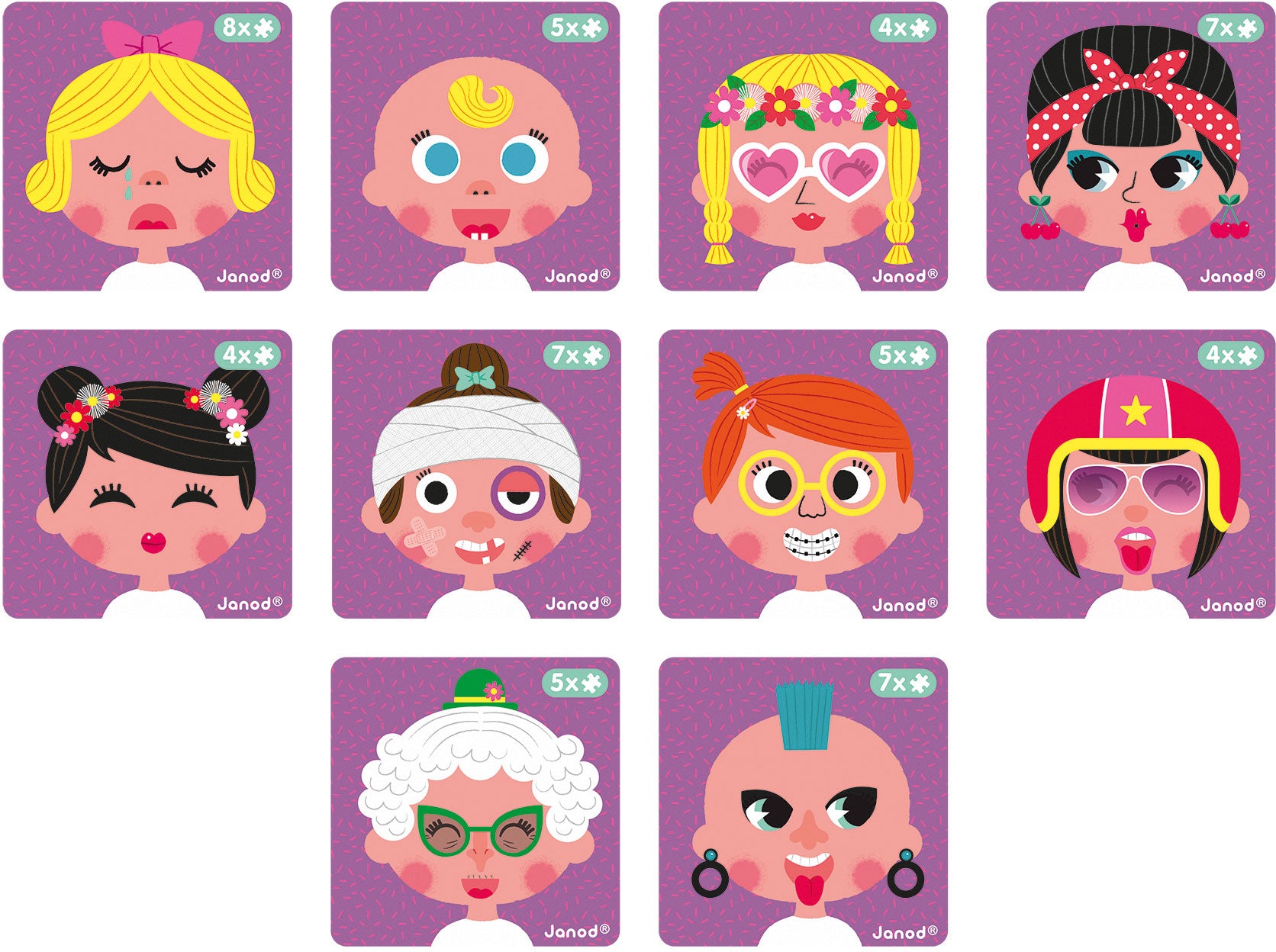 Magnetibook Crazy Faces Girls - Janod