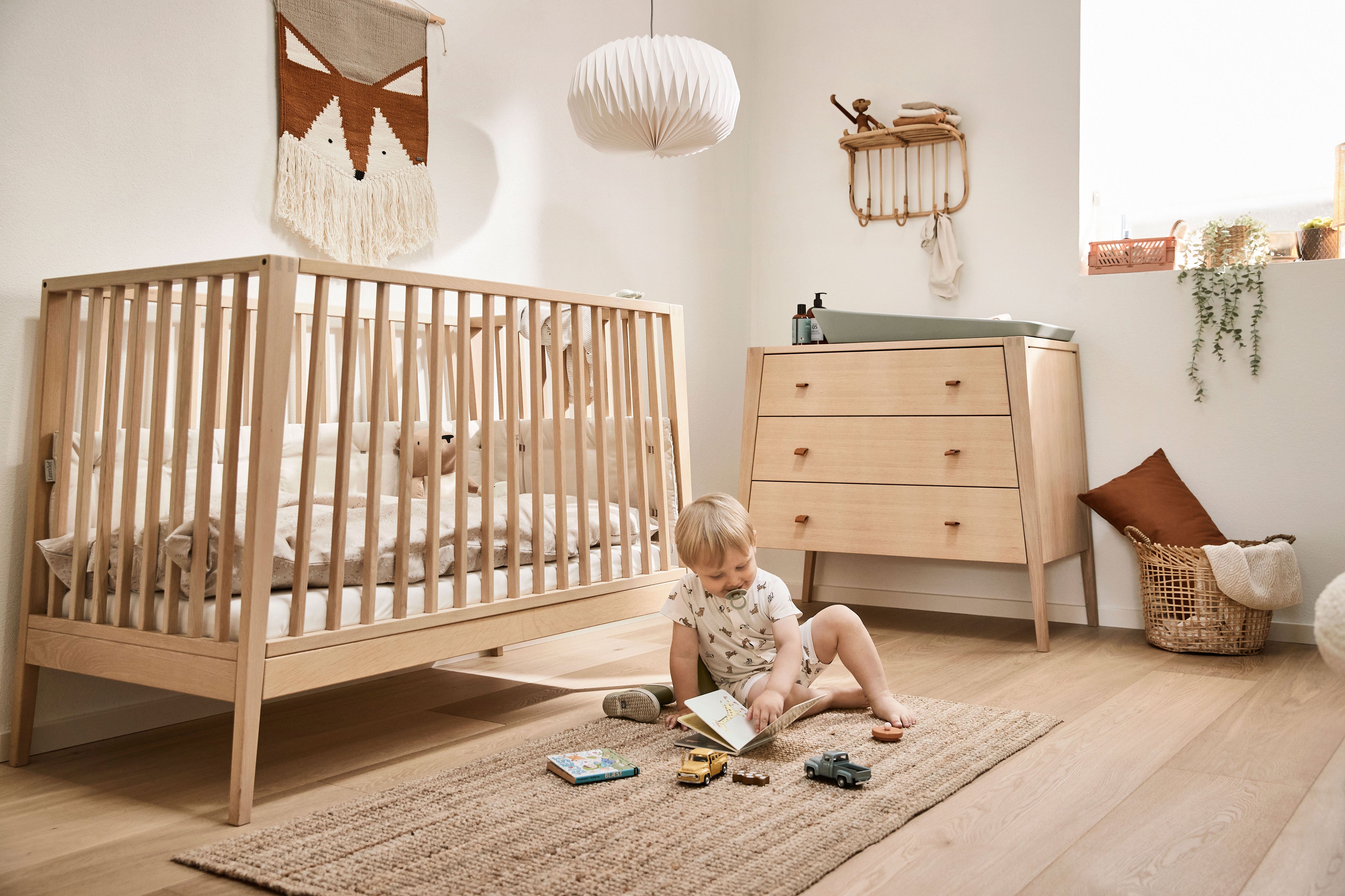 Linea Baby Cot Bed Natural Wood - Leander