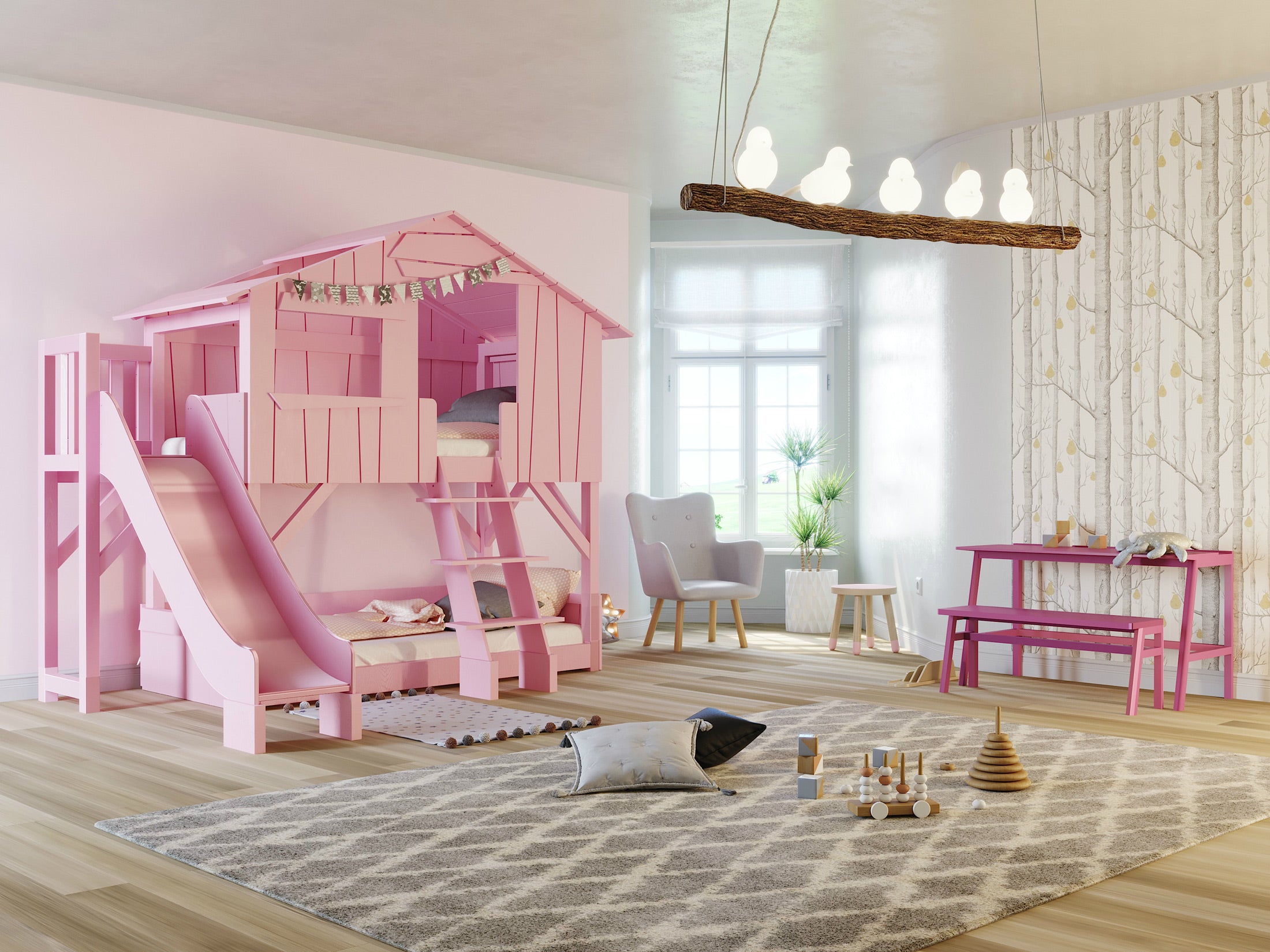 Treehouse Bunk Bed with slide - Mathy By Bols