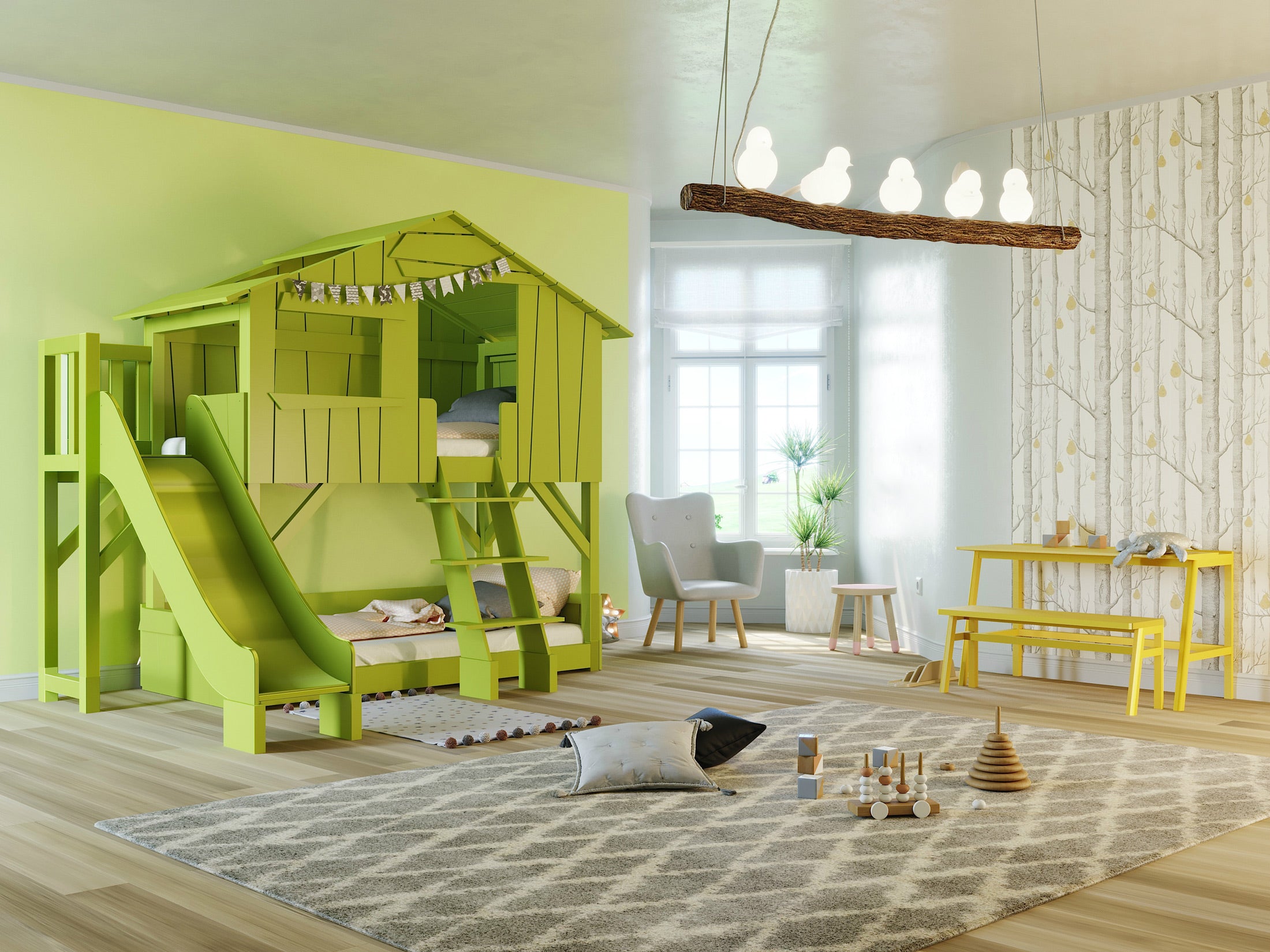 Treehouse Bunk Bed with slide - Mathy By Bols