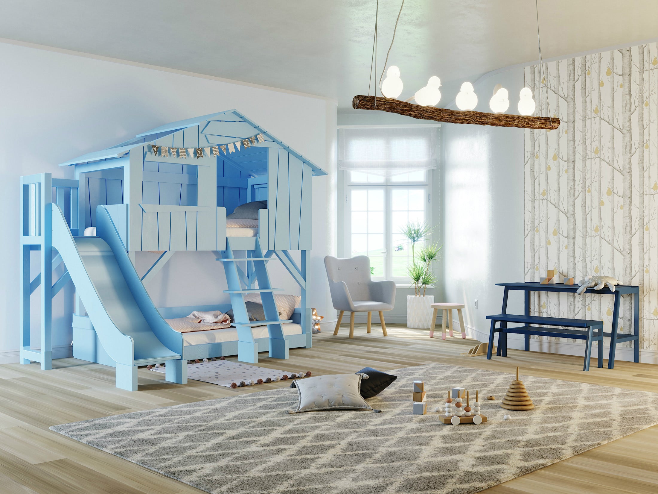 Treehouse Bunk Bed with slide - Mathy By Bols