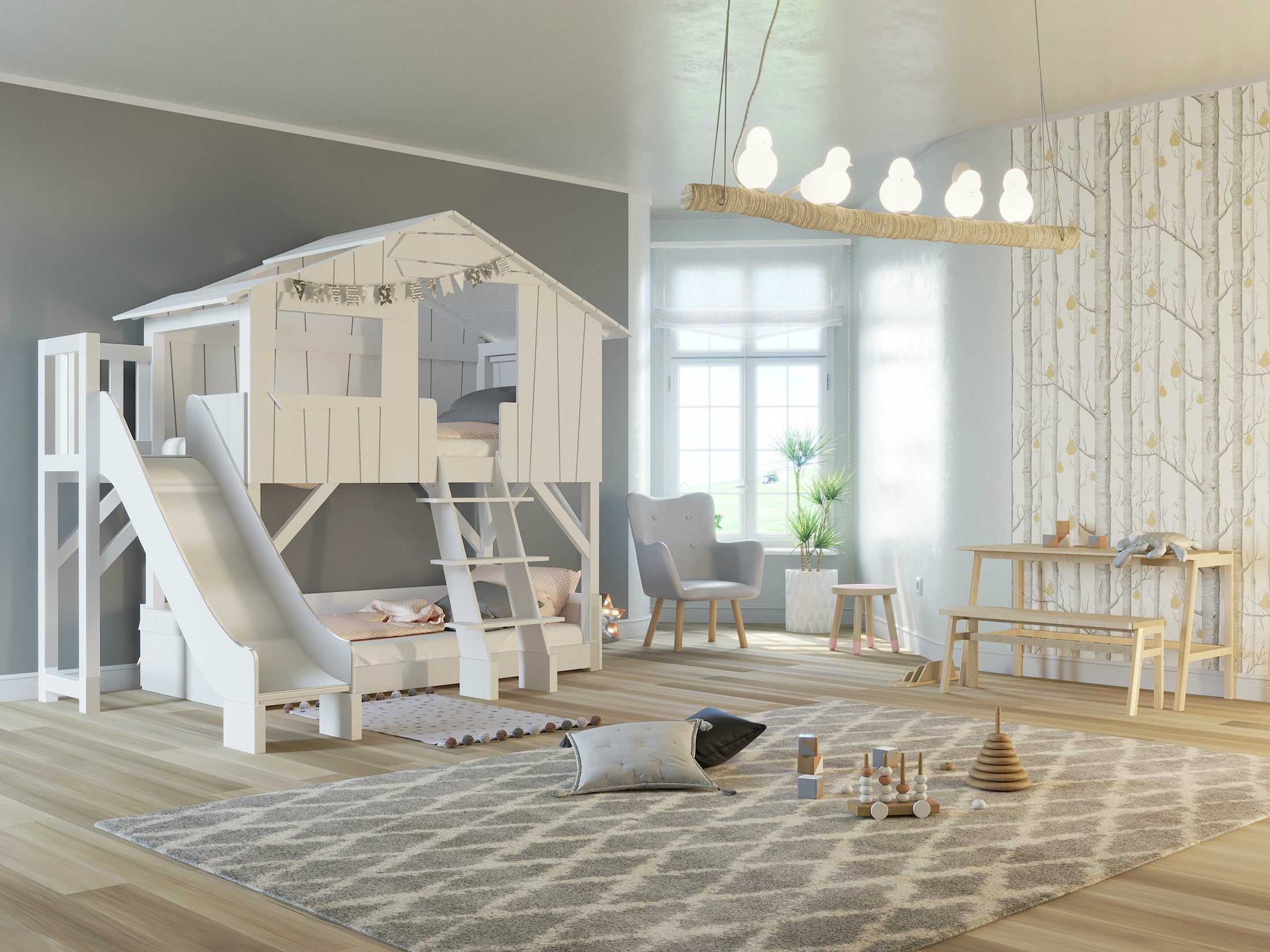 Treehouse Bunk Bed with slide - Mathy By Bols