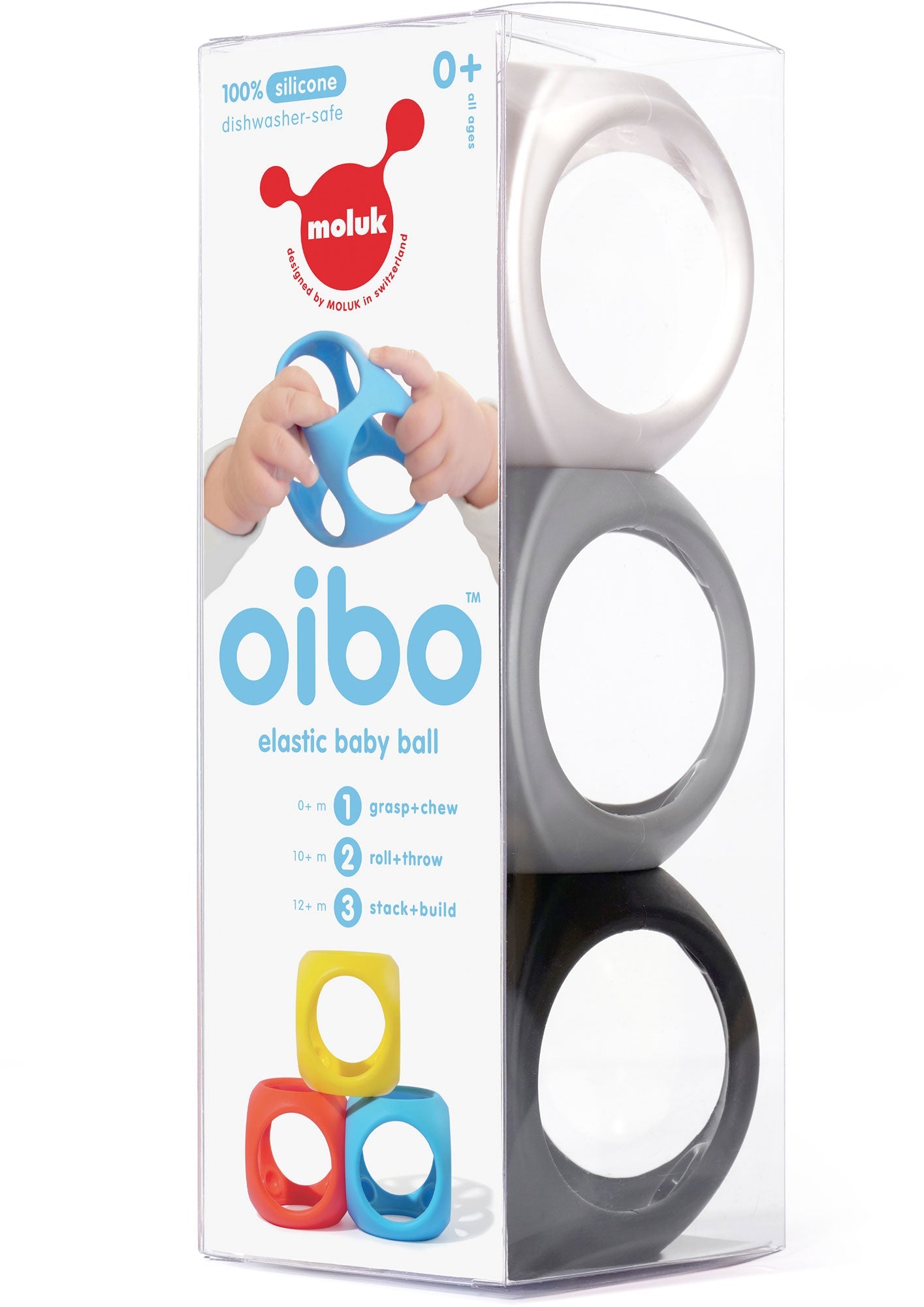 Oibo Elastic Baby Grasping Ball Grey Set of 3