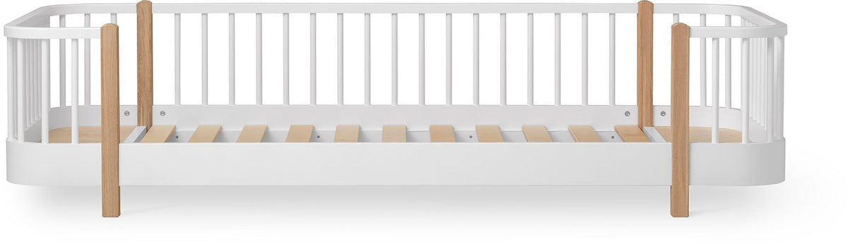Wood Floor Bed Single White/Oak - Oliver Furniture