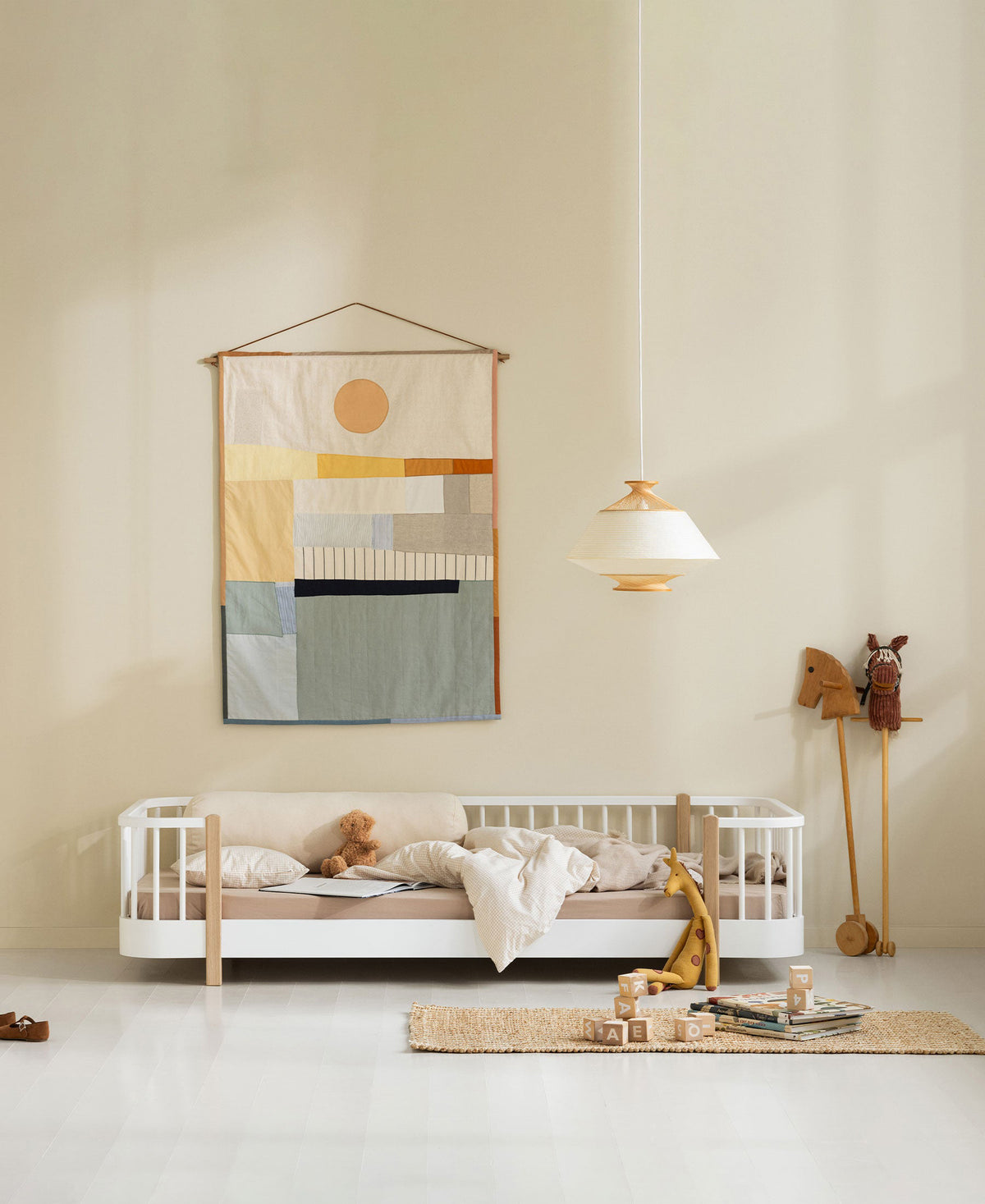 Wood Floor Bed Single White/Oak - Oliver Furniture