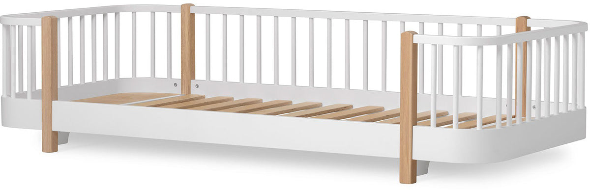 Wood Floor Bed Single White/Oak - Oliver Furniture