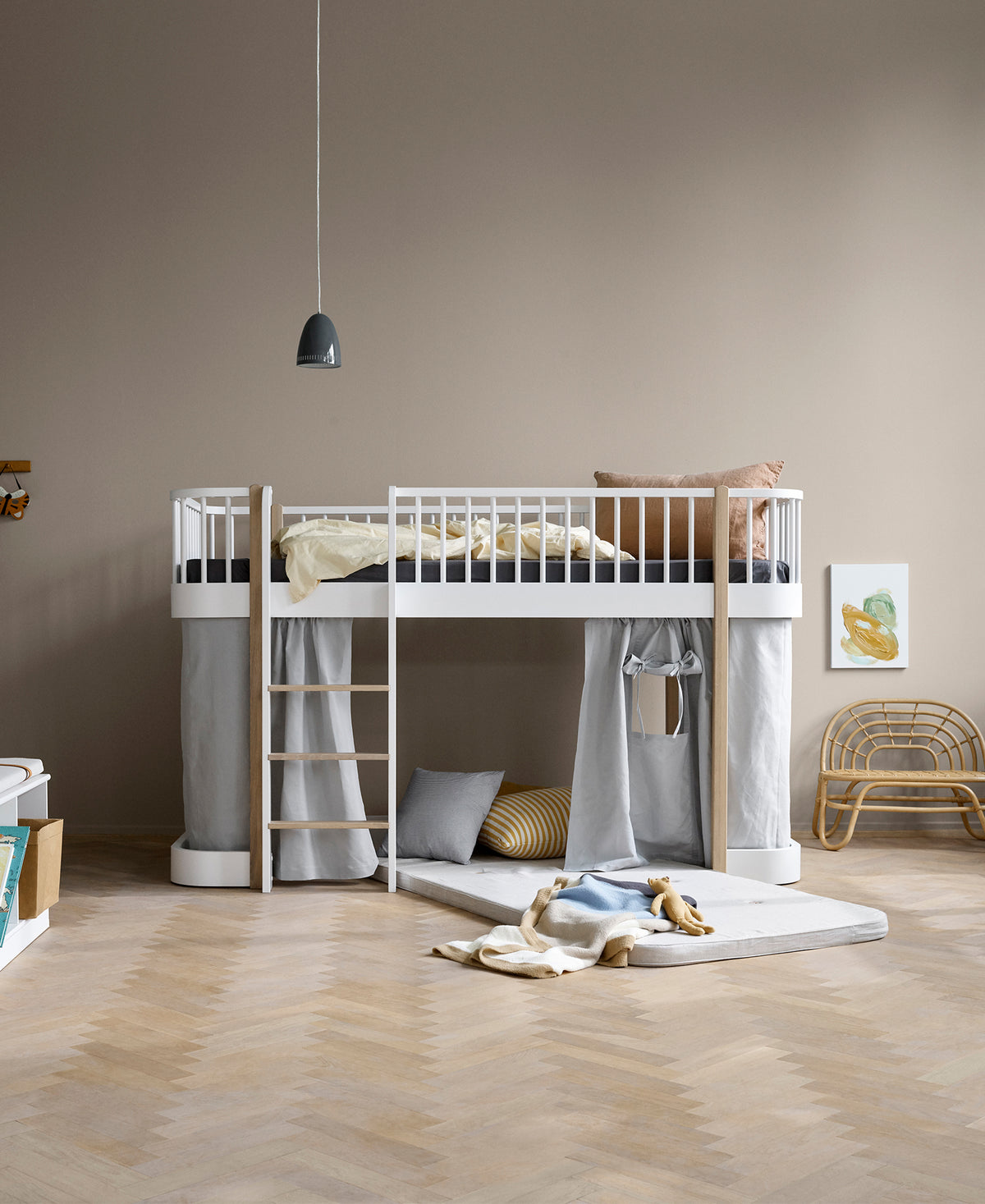Wood Original Low Loft Bed White/Oak - Oliver Furniture