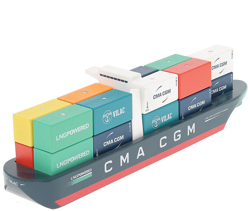 Wooden Cargo Container Ship Jacques Saade - Vilac