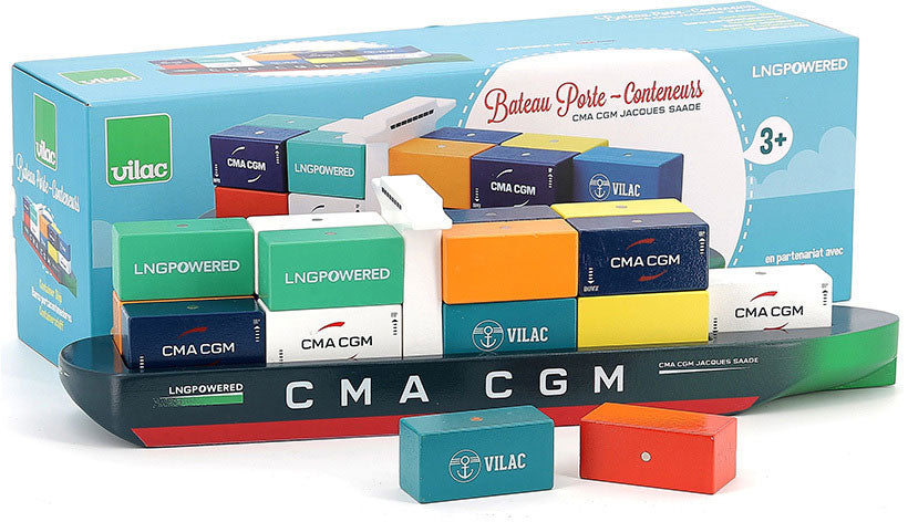Wooden Cargo Container Ship Jacques Saade - Vilac