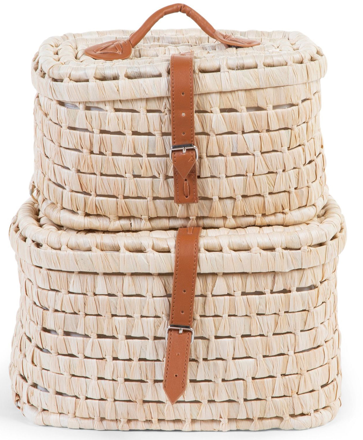 Storage Basket Set Corn Leaf with Leather Belt - ChildHome