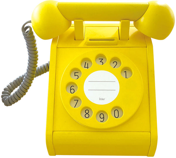 Yellow Wooden Retro Telephone - kiko & gg