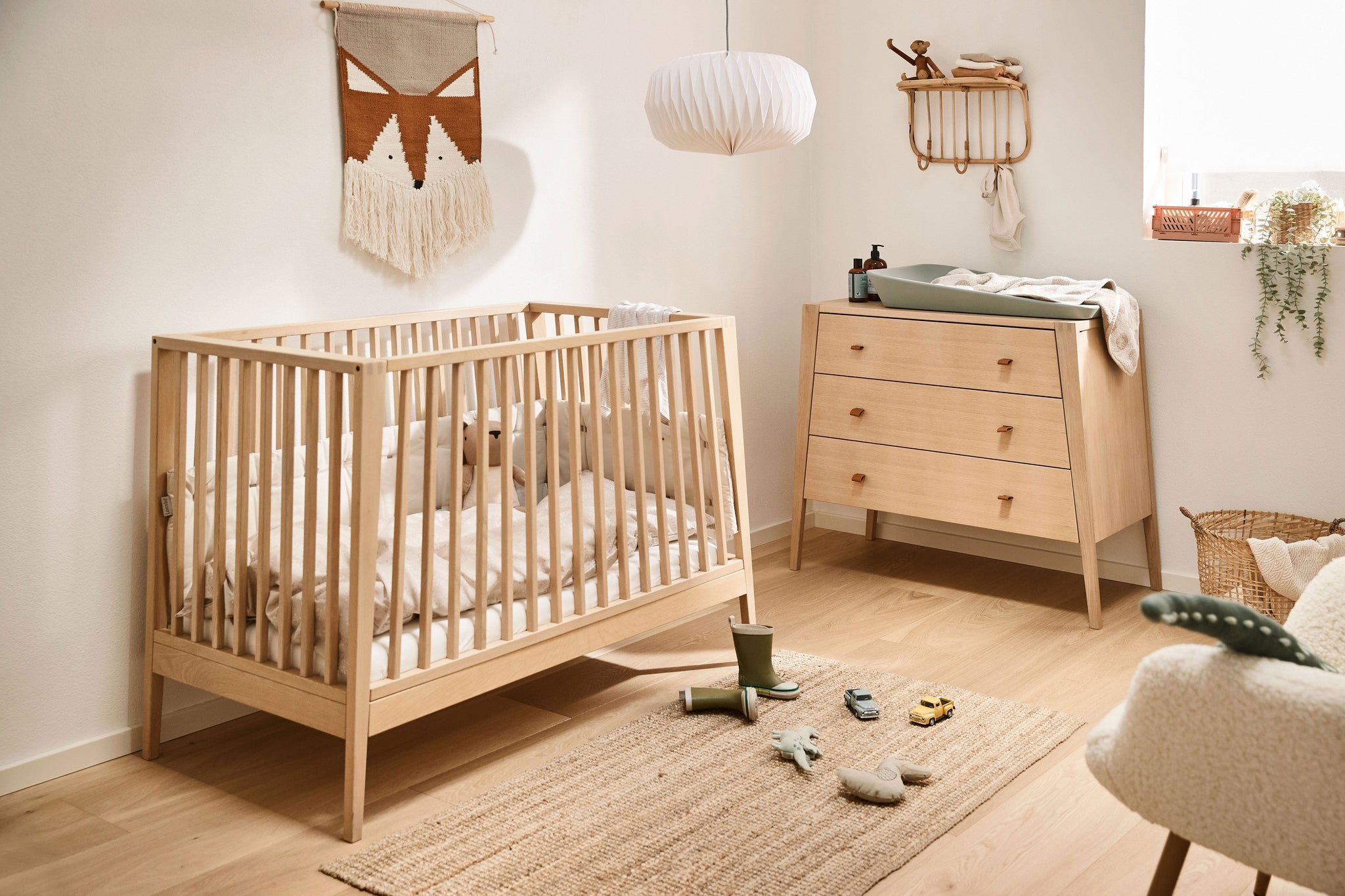 Linea Baby Cot Bed Natural Wood  - Leander