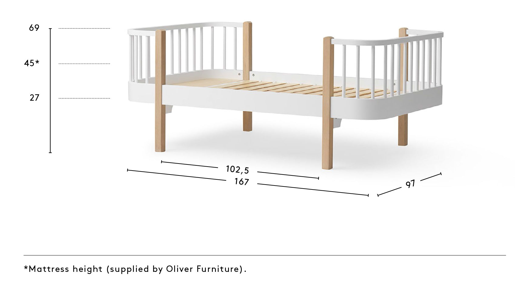 Wood Original Junior Bed White/Oak