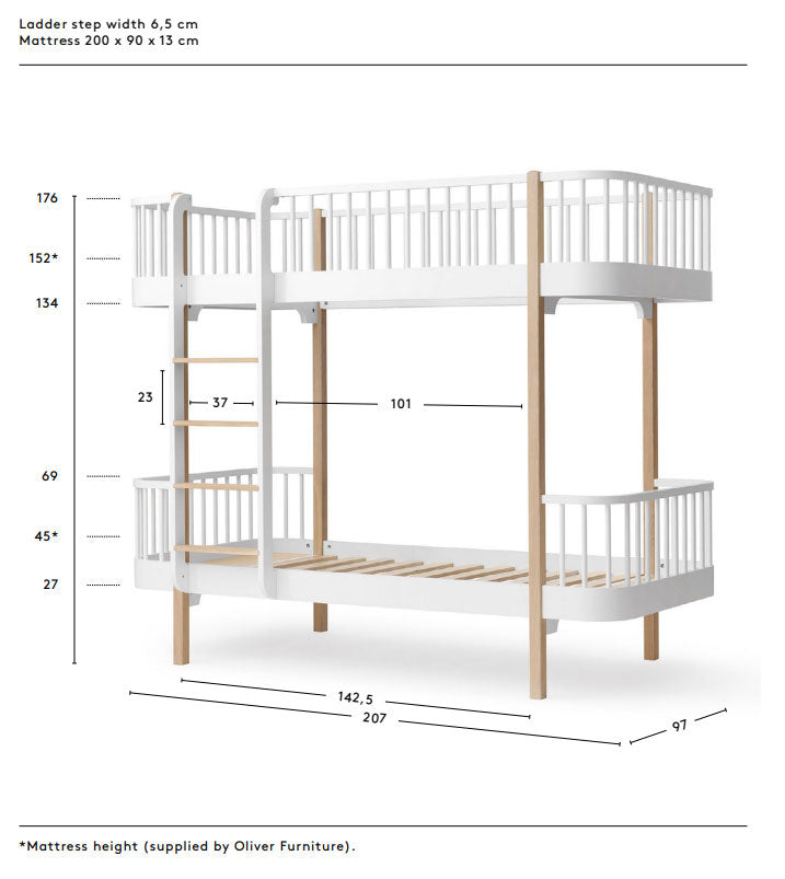 Wood Original Bunk Bed White - Oliver Furniture