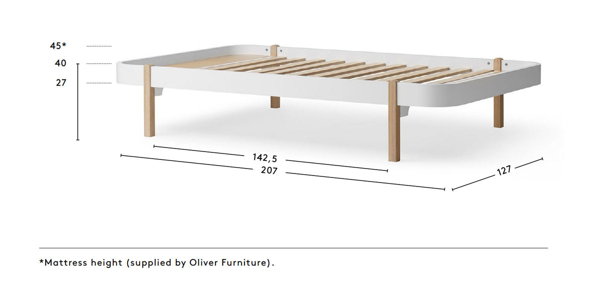 Wood Lounger Bed White/Oak - Oliver Furniture