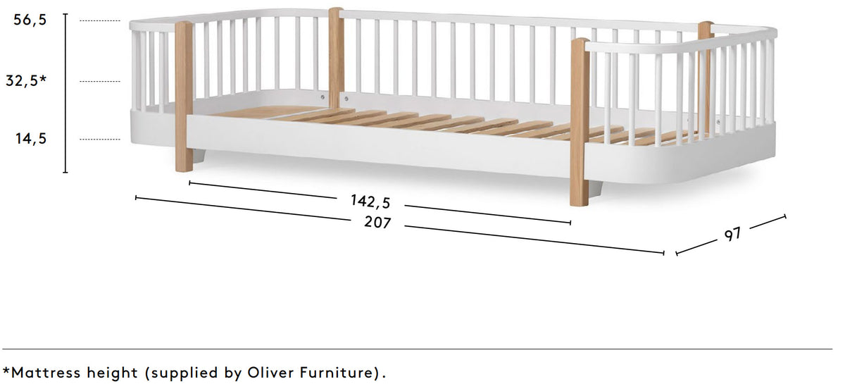 Wood Floor Bed Single Oak - Oliver Furniture