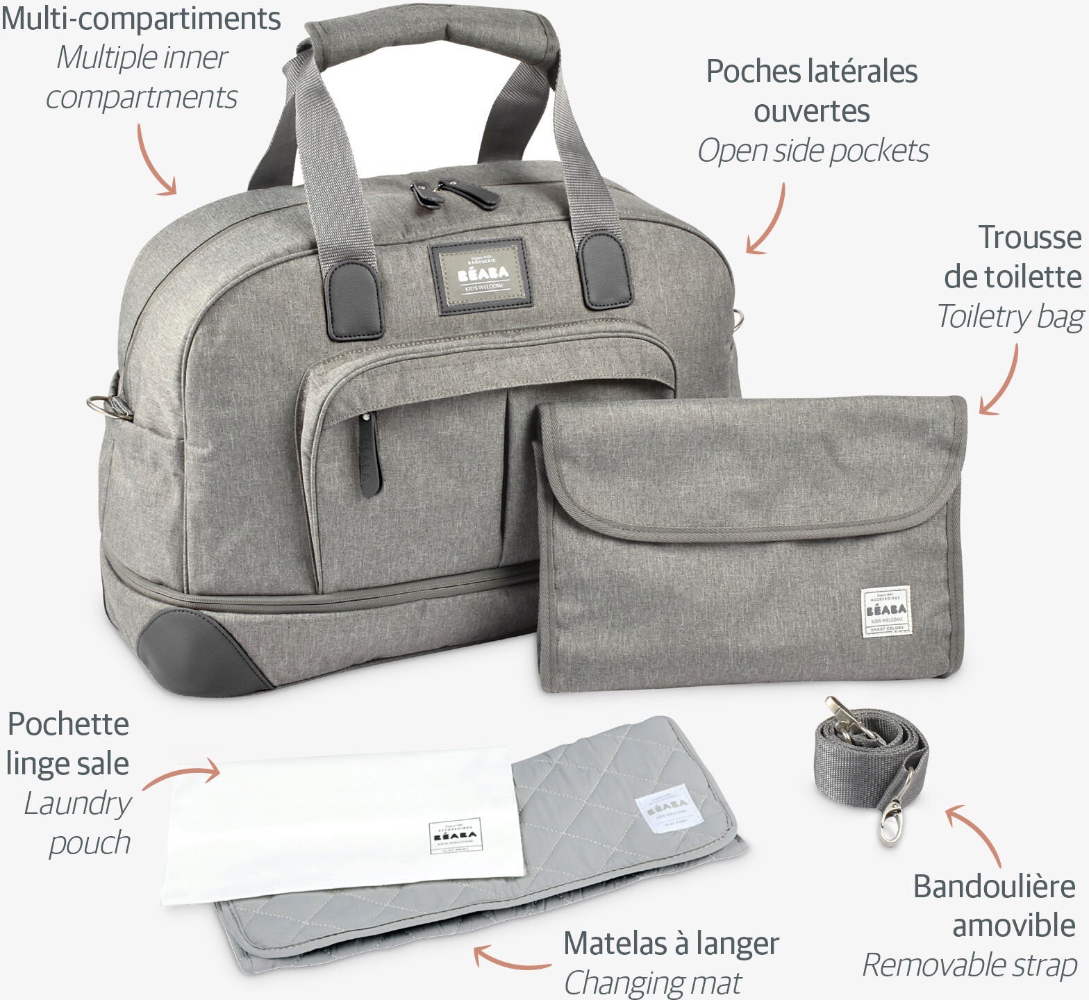 Amsterdam Expandable Changing Bag Heather Grey - Beaba