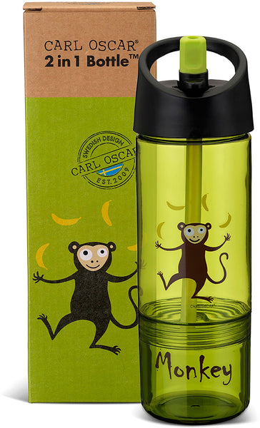 Water Bottle and snack box 2 in 1 Monkey Lime - Carl Oscar