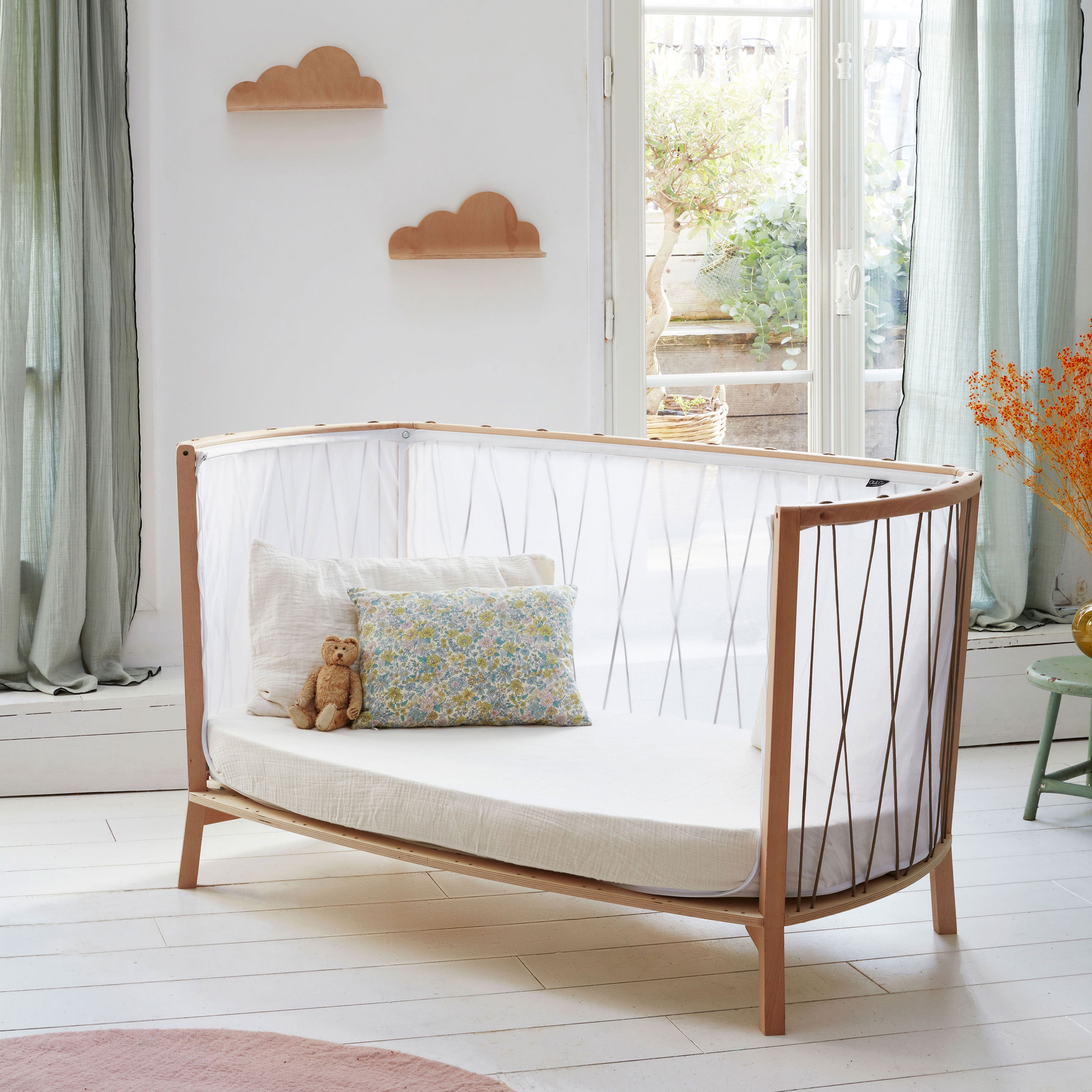Kimi Baby Cot Bed Hazelnut - Charlie Crane | Bebemoda