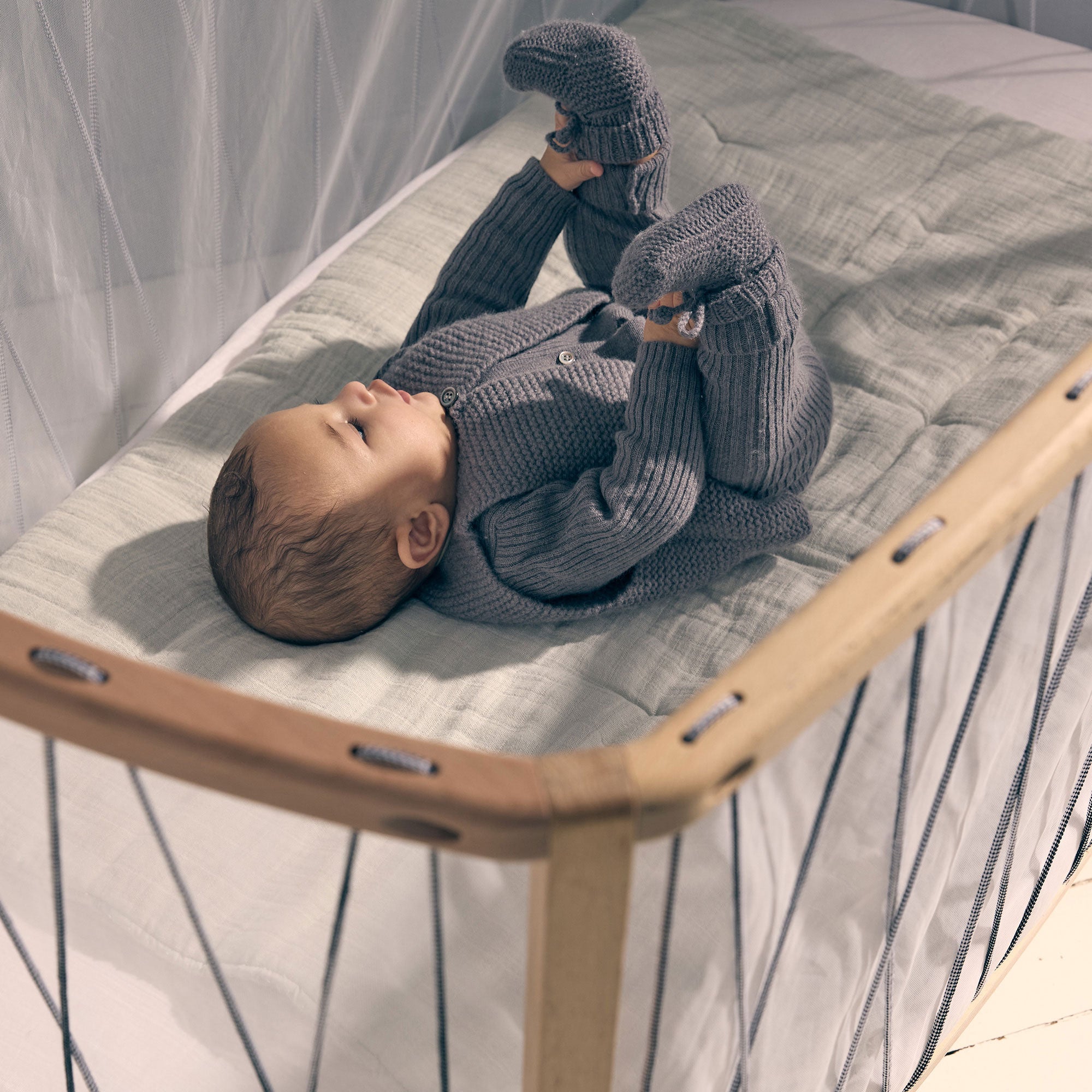 Kimi Baby Cot Bed Hazelnut - Charlie Crane