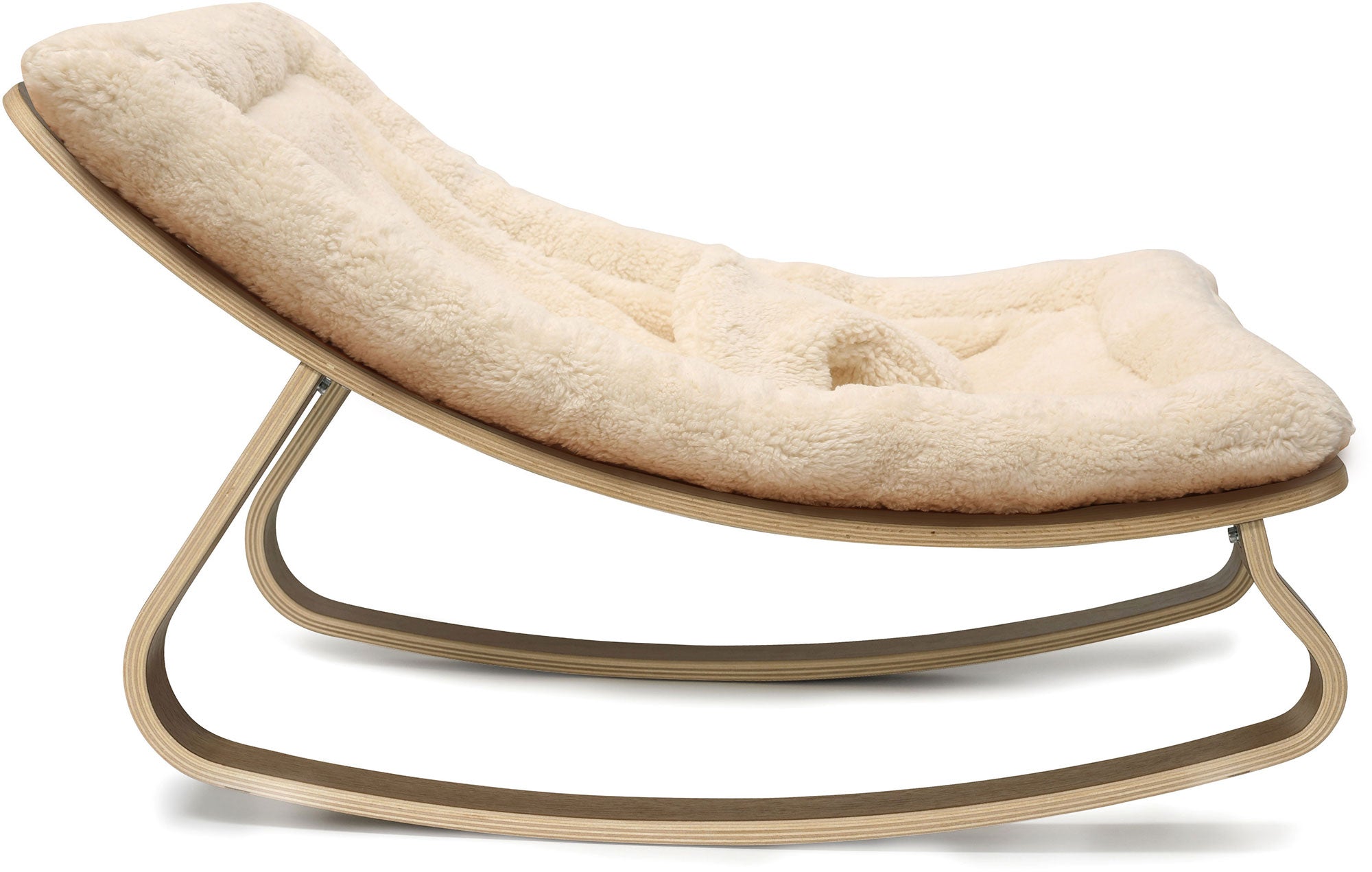 Levo Baby Rocker Fur Milk - Walnut - Charlie Crane