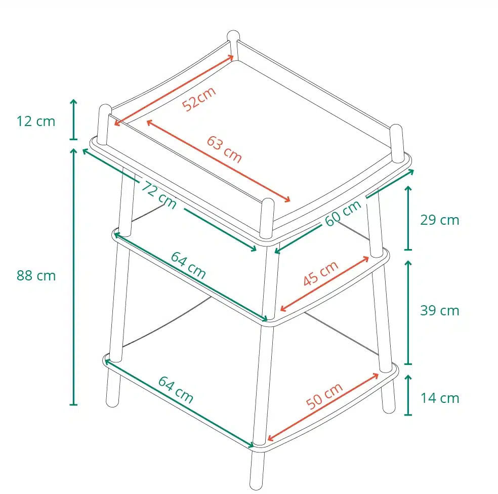 Pago Changing Table with Shelving - Charlie Crane