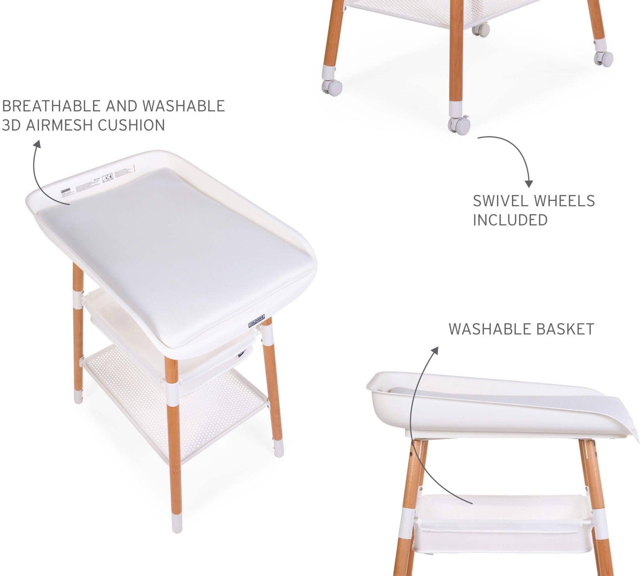 Evolux Height Adjustable Changing Table Natural & White - ChildHome