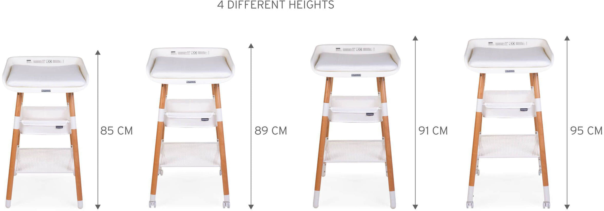 Evolux Height Adjustable Changing Table Natural & White - ChildHome