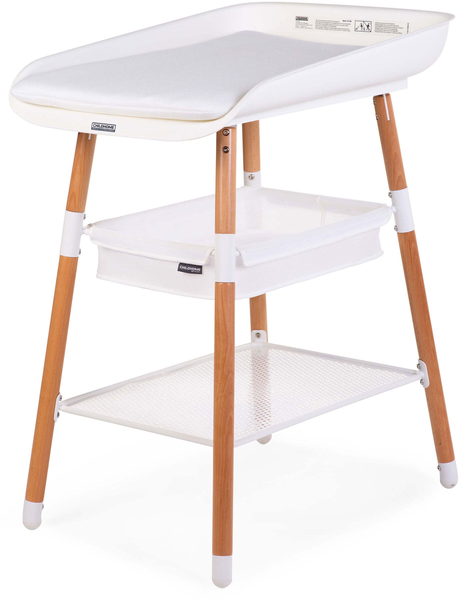 Evolux Height Adjustable Changing Table Natural & White - ChildHome