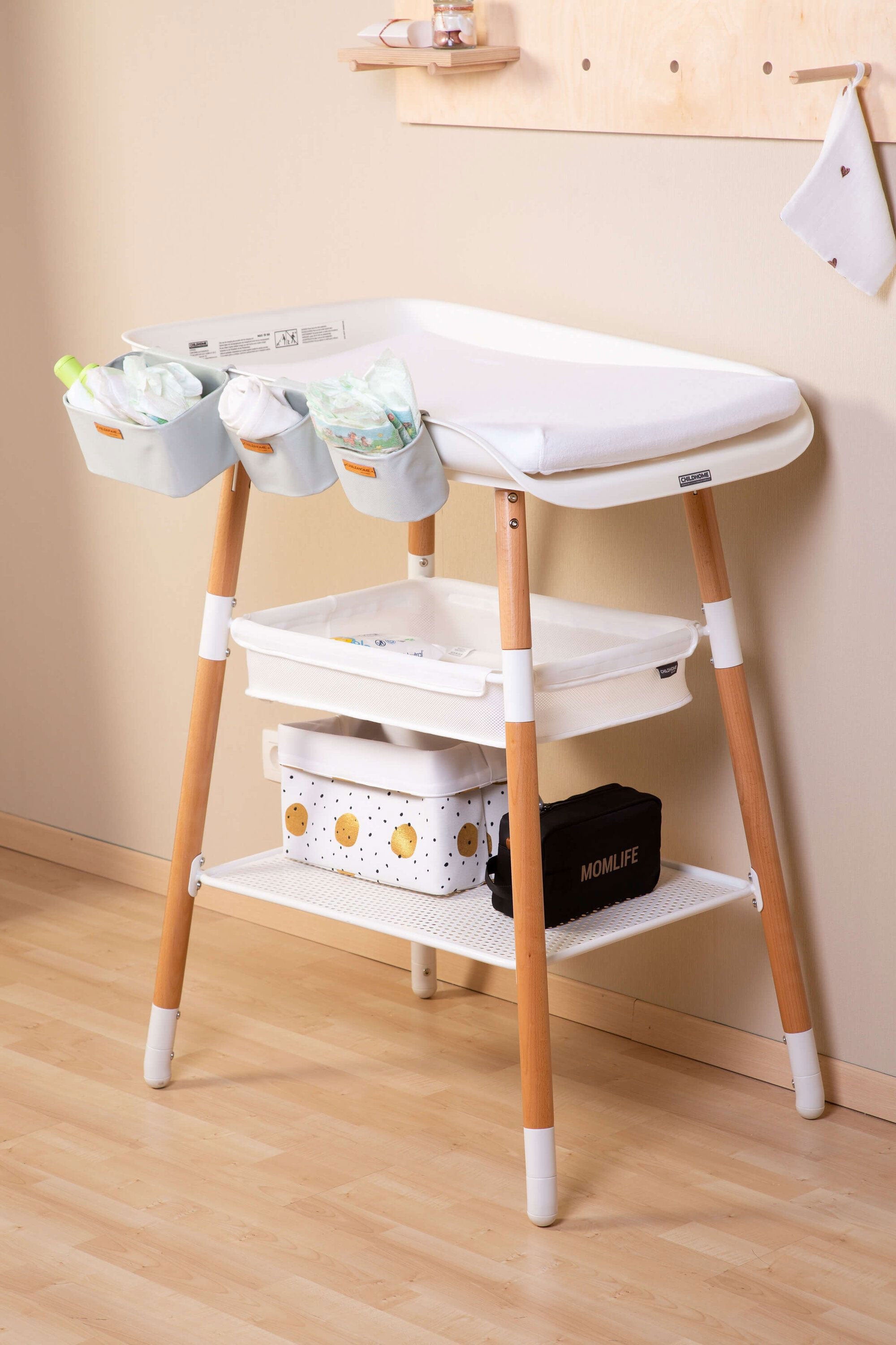 Evolux Height Adjustable Changing Table Natural & White - ChildHome