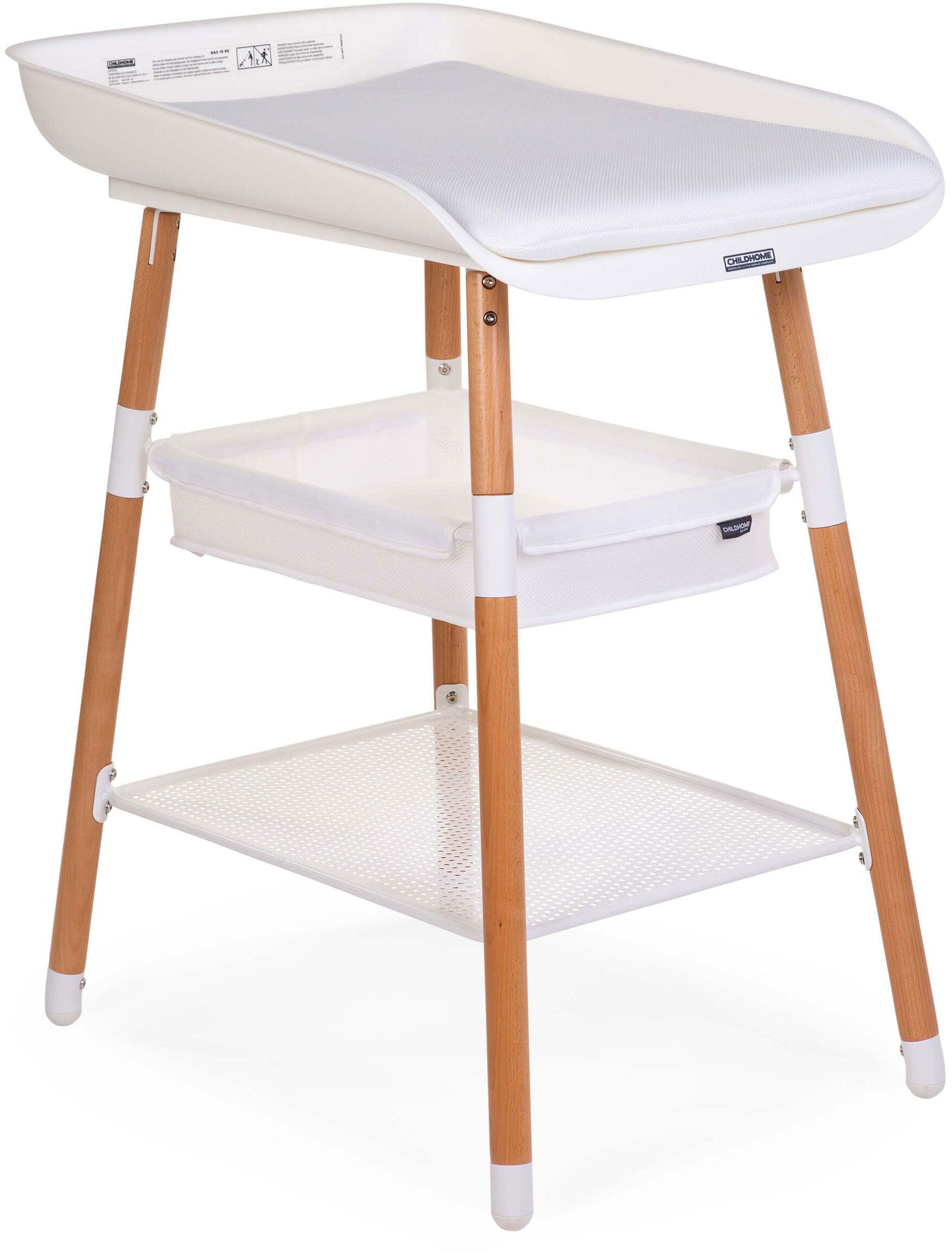 Evolux Height Adjustable Changing Table Natural & White - ChildHome