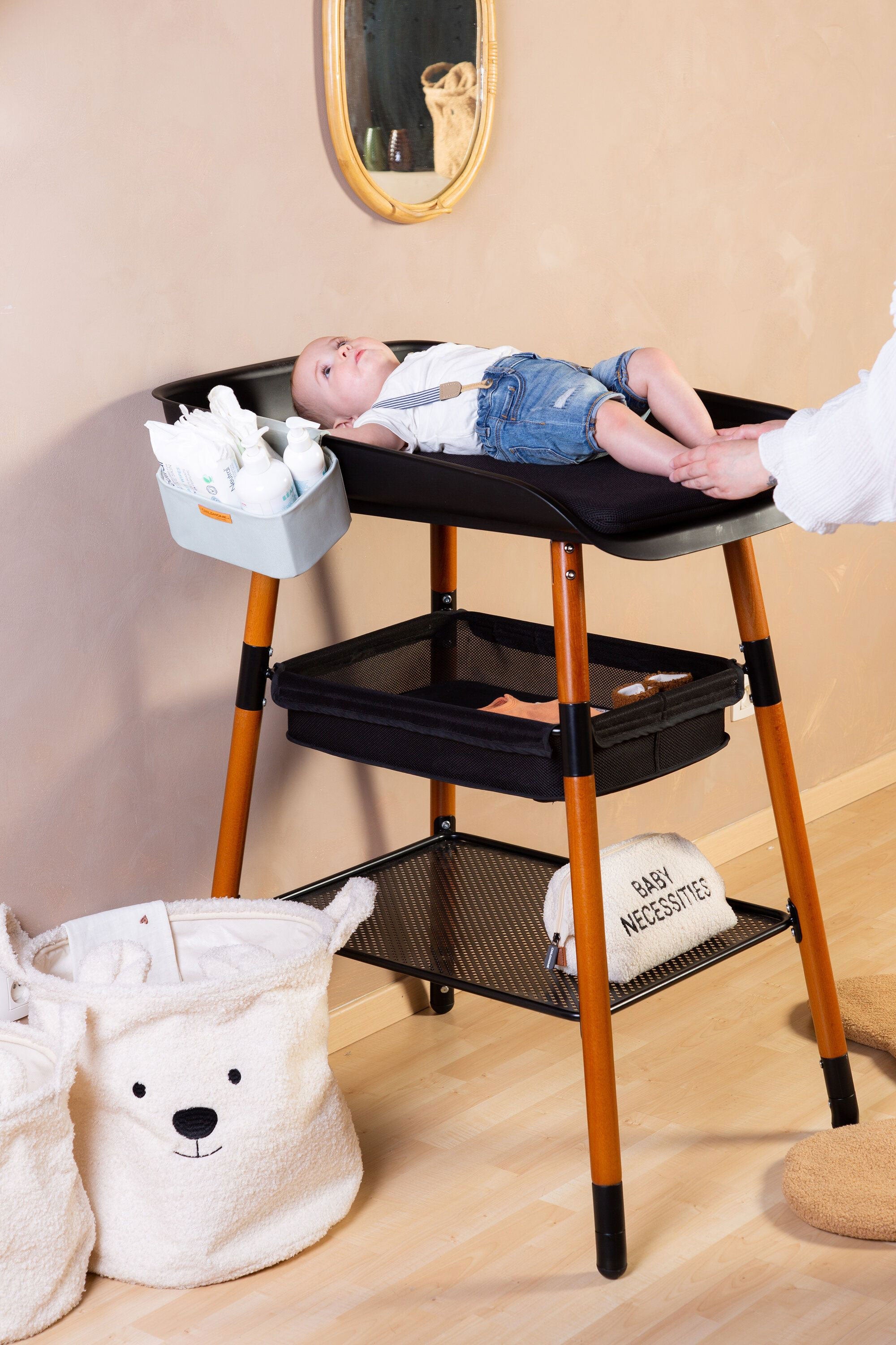 Evolux Height Adjustable Changing Table Nut & Black - ChildHome