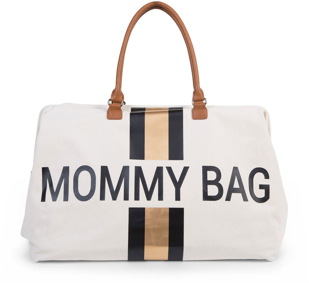 Mommy Bag Big Offwhite with Black Gold Stripes - ChildHome