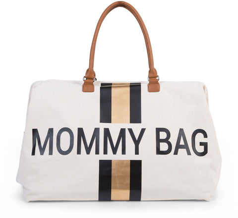 Mommy Bag Big Offwhite with Black Gold Stripes - ChildHome