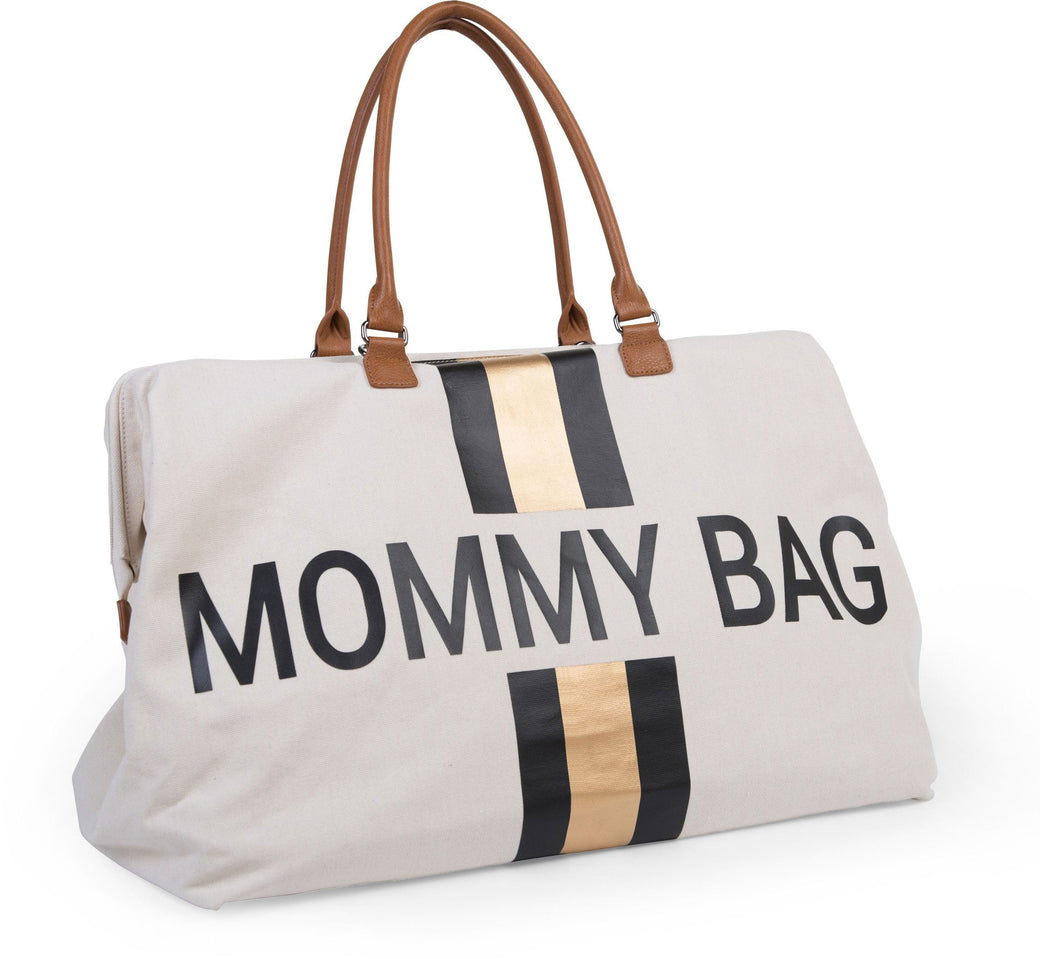 Mommy Bag Big Offwhite with Black Gold Stripes - ChildHome