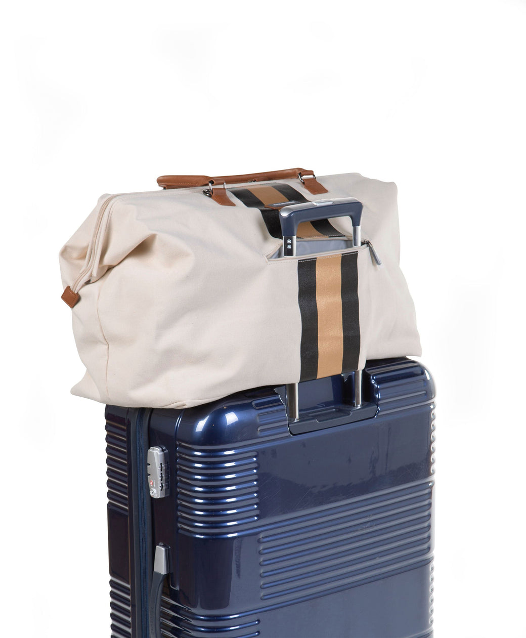 Mommy Bag Big Offwhite with Black Gold Stripes - ChildHome