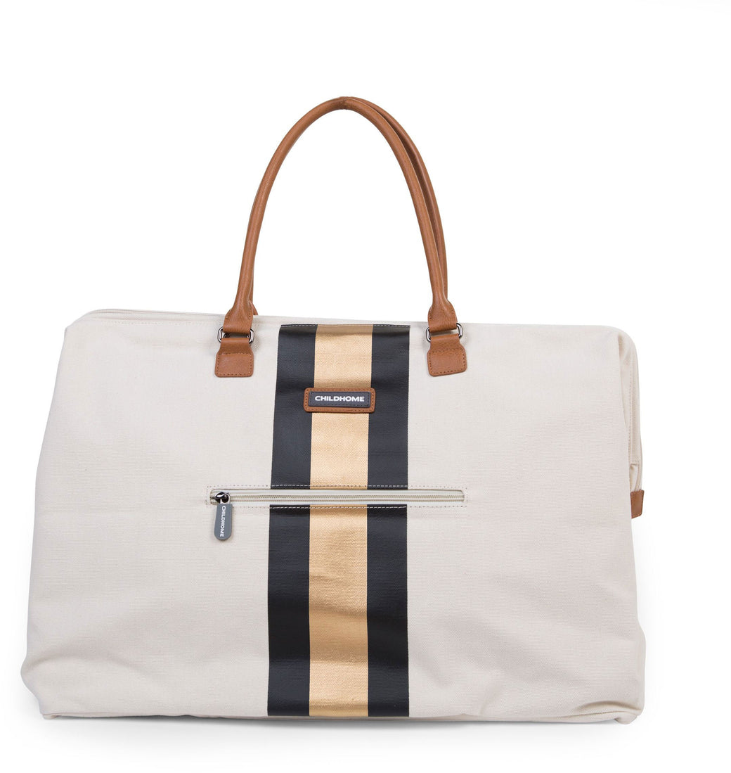 Mommy Bag Big Offwhite with Black Gold Stripes - ChildHome