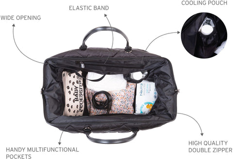 Mommy Bag Big Quilted Puffered Black - ChildHome