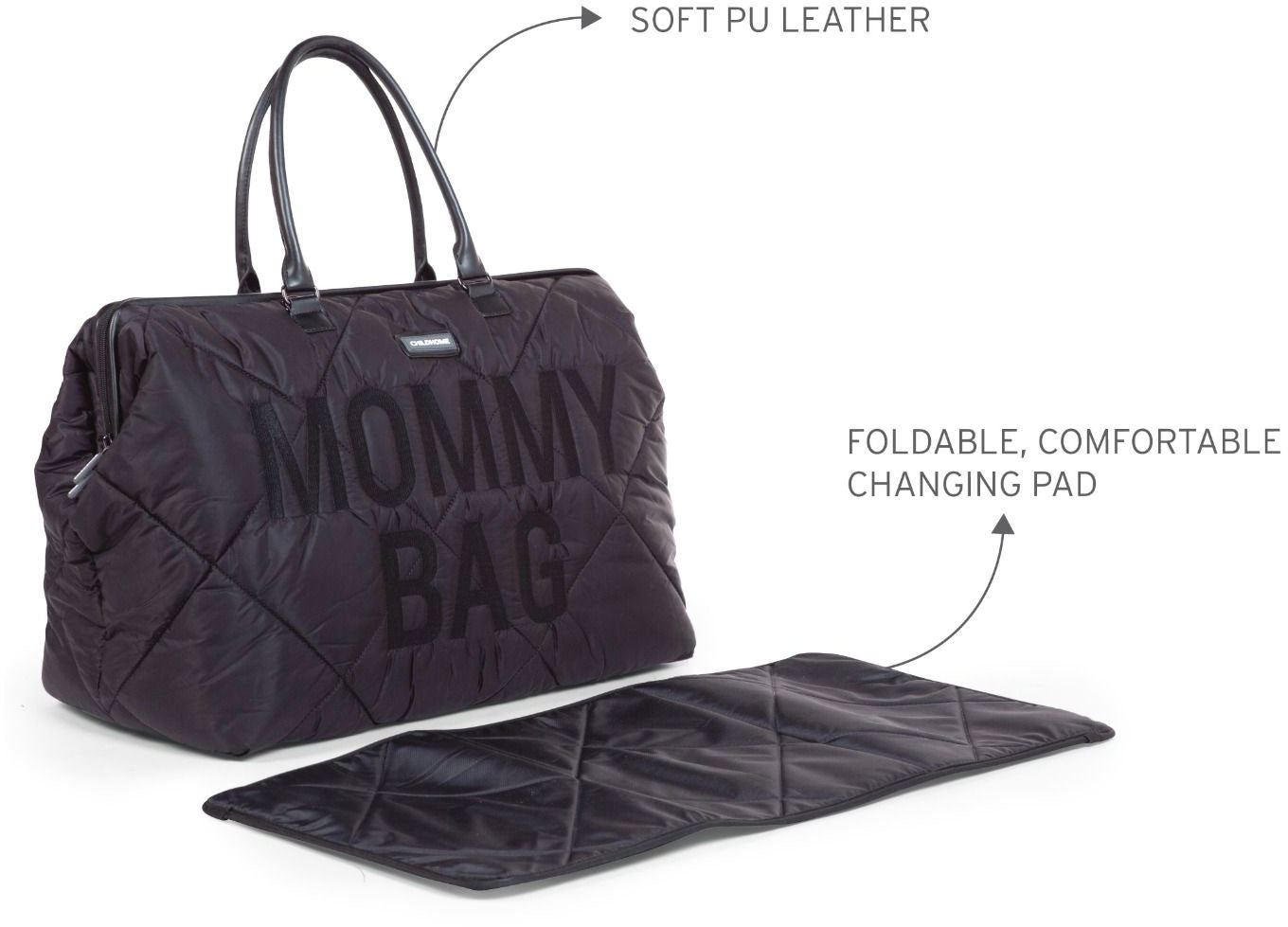 Mommy Bag Big Quilted Puffered Black - ChildHome