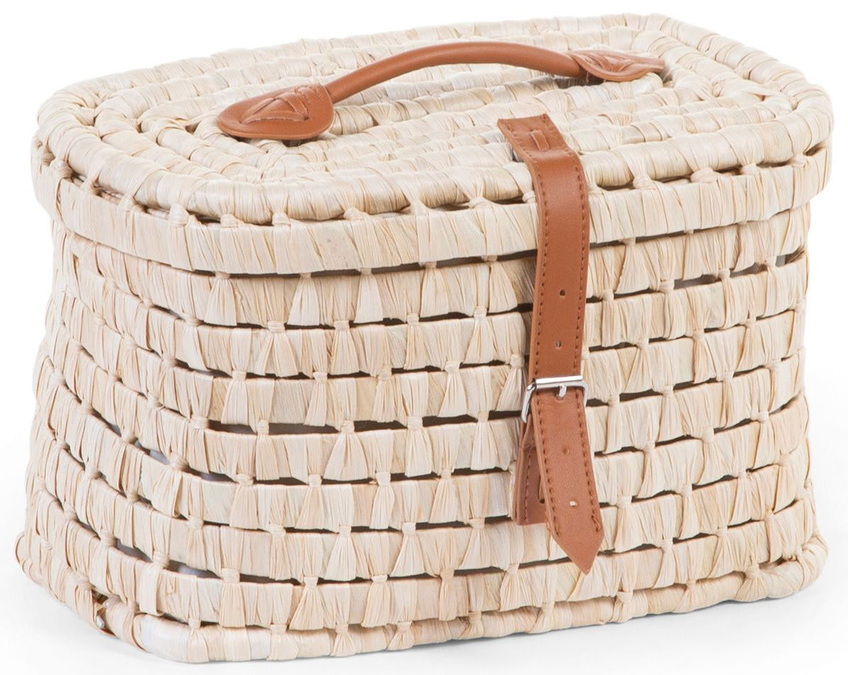 Storage Basket Set Corn Leaf with Leather Belt - ChildHome